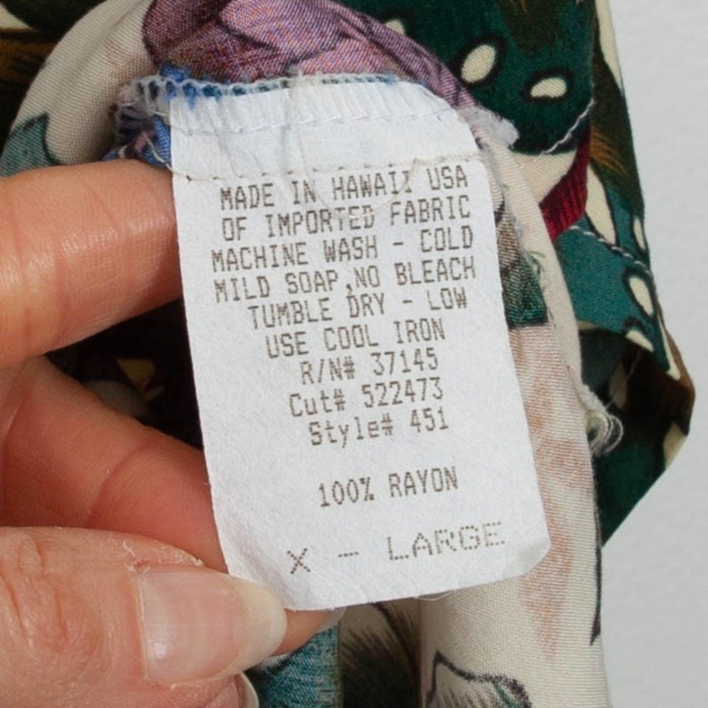 Hilo Hattie Hawaiian Original Floral Shift Dress XL Cream Rayon Made in Hawaii - Picture 5 of 6